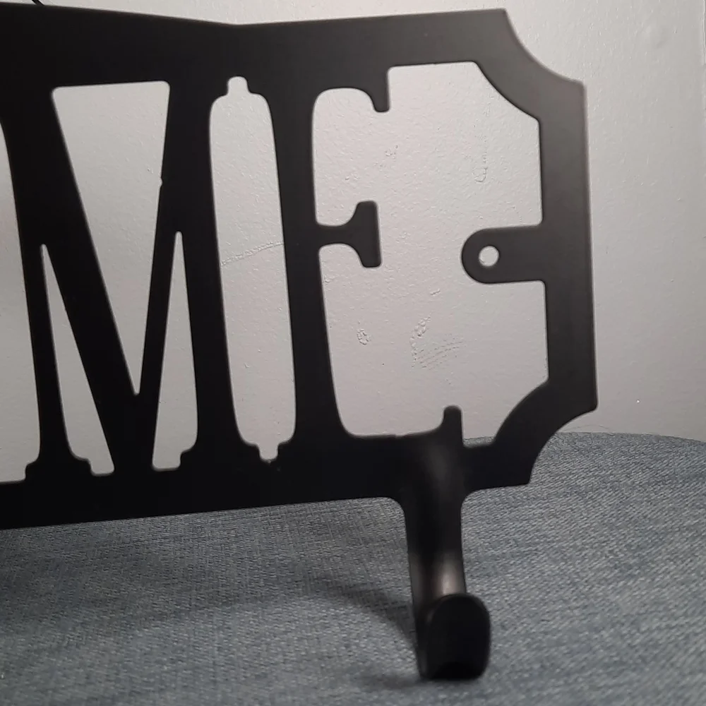 Sturdy Metal Wall Mounted Coat Hook Rack Black Welcome Four 4 Hooks